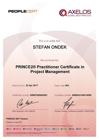 PRINCE2 2017 Practitioner Stefan Ondek